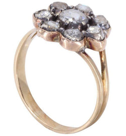 Bague Marguerite diamants Napoléon III en or jaune - Castafiore