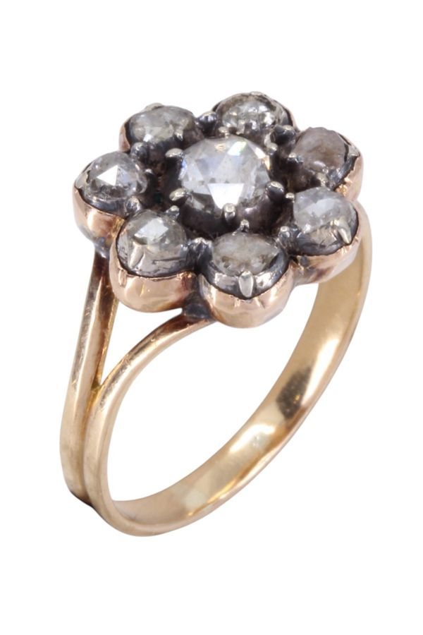 Bague Marguerite diamants Napoléon III en or jaune - Castafiore