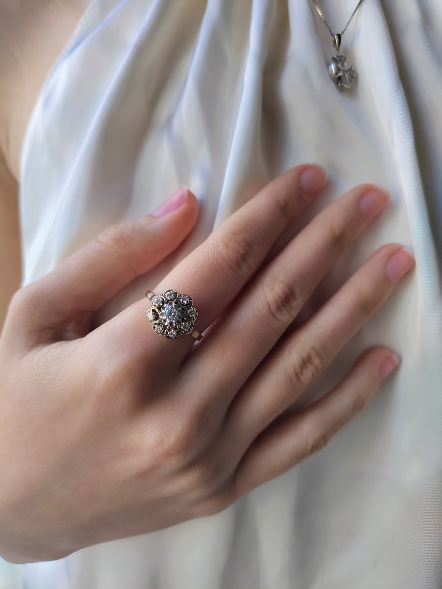 Bague Marguerite Diamants Or Blanc - Castafiore