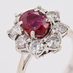 Bague marguerite diamants rubis or blanc