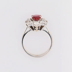 Bague marguerite diamants rubis or blanc