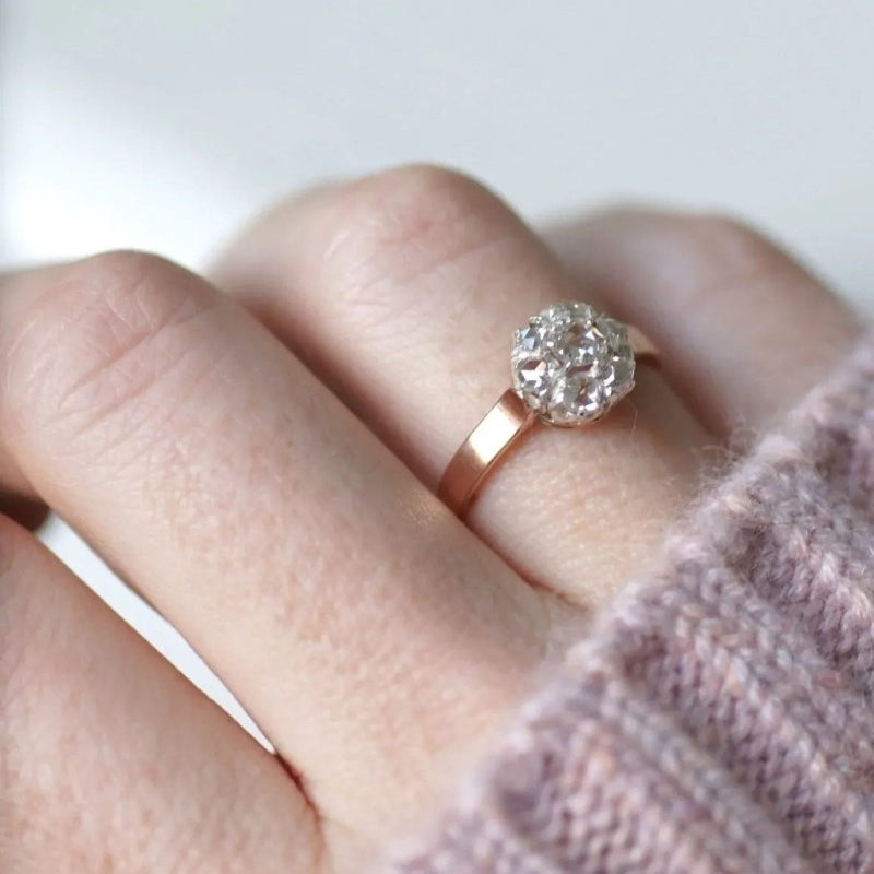 Bague marguerite diamants sur or rose - Castafiore