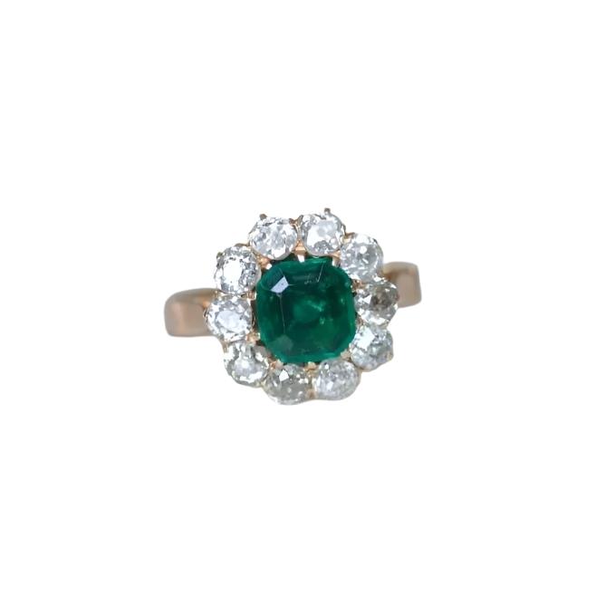 Bague marguerite émeraude colombienne et diamants - Castafiore