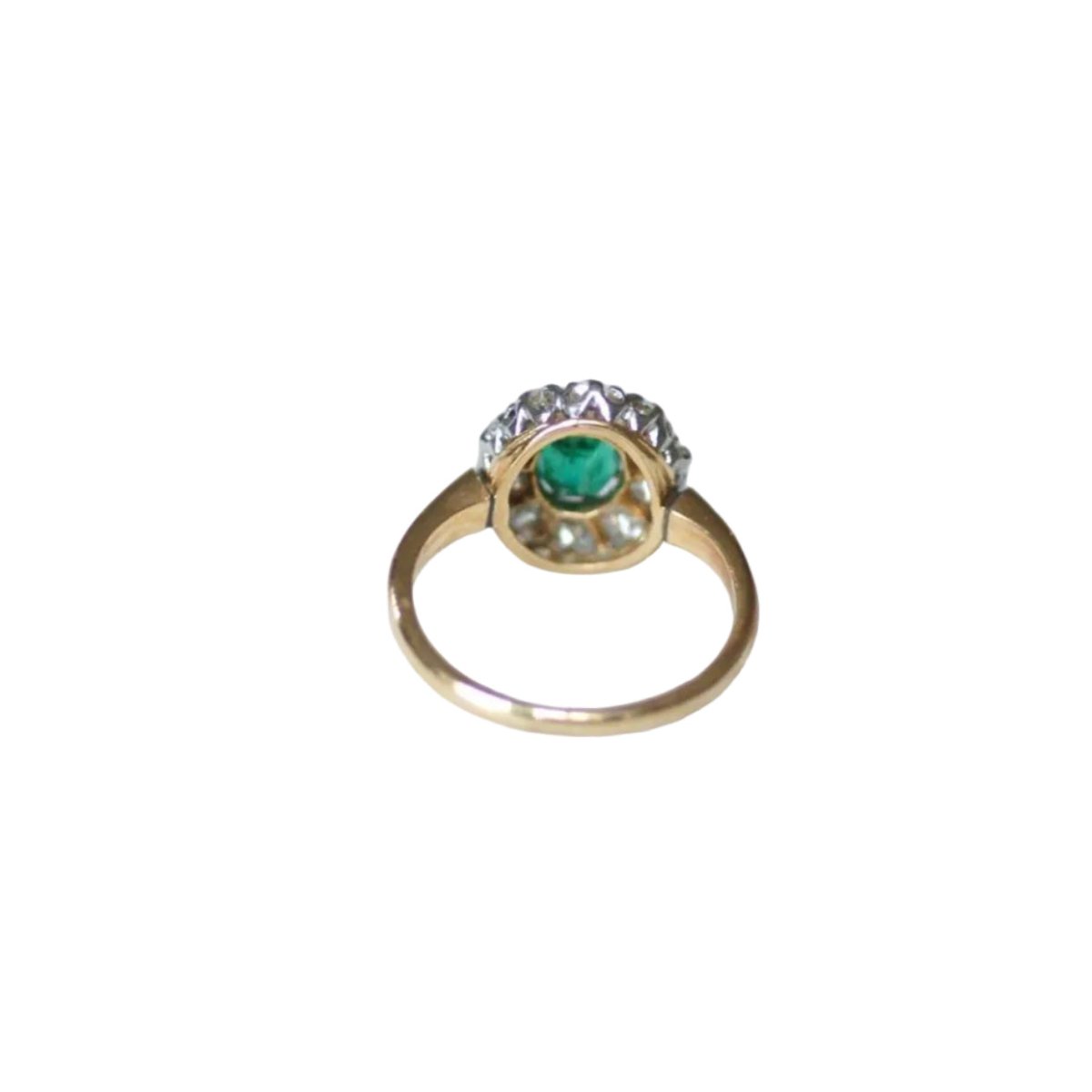 Bague Marguerite en argent, or jaune, émeraude, et diamants - Castafiore