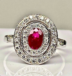 Bague marguerite en or 18 carats en rubis et diamants - Castafiore