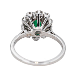 Bague Marguerite en or blanc, émeraude et diamants - Castafiore