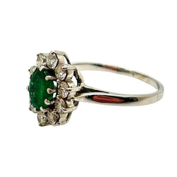 Bague Marguerite en or blanc, émeraude et diamants - Castafiore