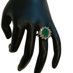 Bague Marguerite en or blanc, émeraude et diamants - Castafiore