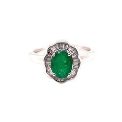 Bague Marguerite en or blanc, émeraude et diamants - Castafiore