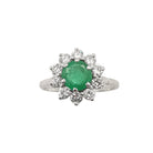 Bague Marguerite en or blanc, émeraude et diamants - Castafiore