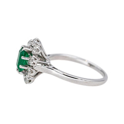 Bague Marguerite en or blanc, émeraude et diamants - Castafiore