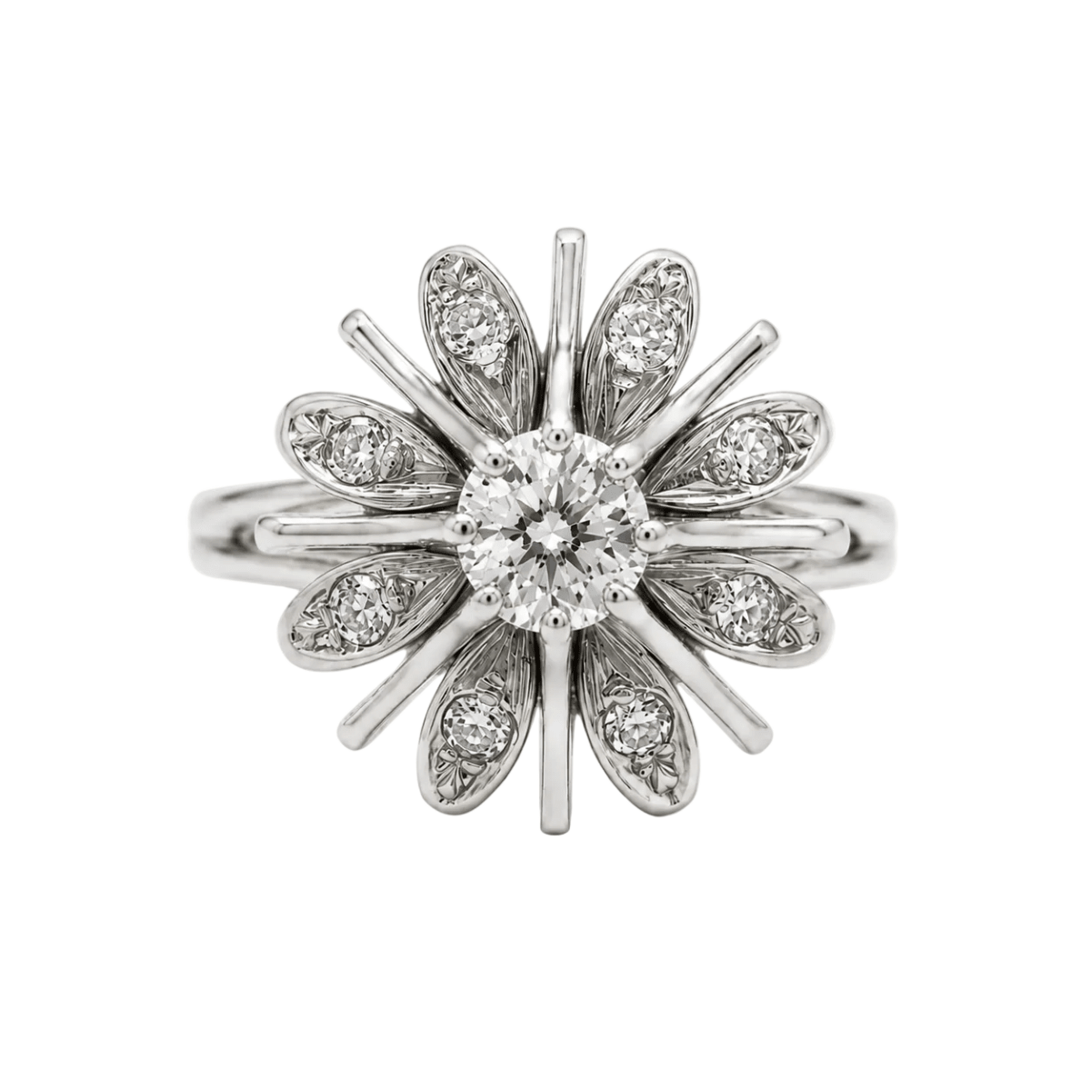 Bague Marguerite en or blanc et diamants - Castafiore