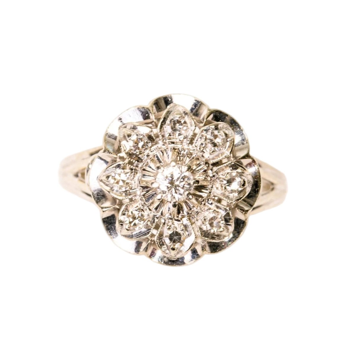 Bague Marguerite en or blanc et diamants - Castafiore