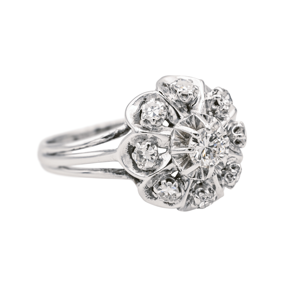 Bague Marguerite en or blanc et diamants - Castafiore