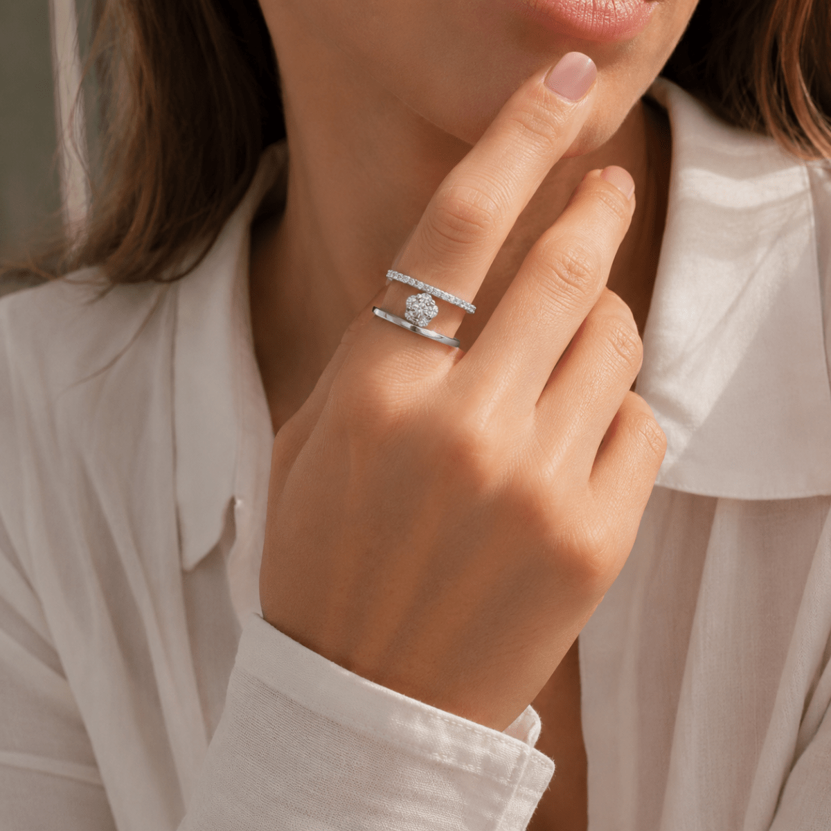 Bague Marguerite en or blanc et diamants - Castafiore
