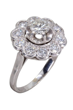 Bague marguerite en or blanc et diamants - Castafiore