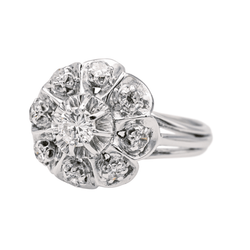 Bague Marguerite en or blanc et diamants - Castafiore