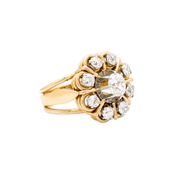 Bague Marguerite en or blanc et or jaune et diamants - Castafiore