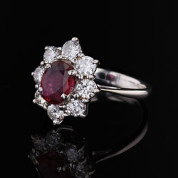 Bague marguerite en or blanc et rubis - Castafiore