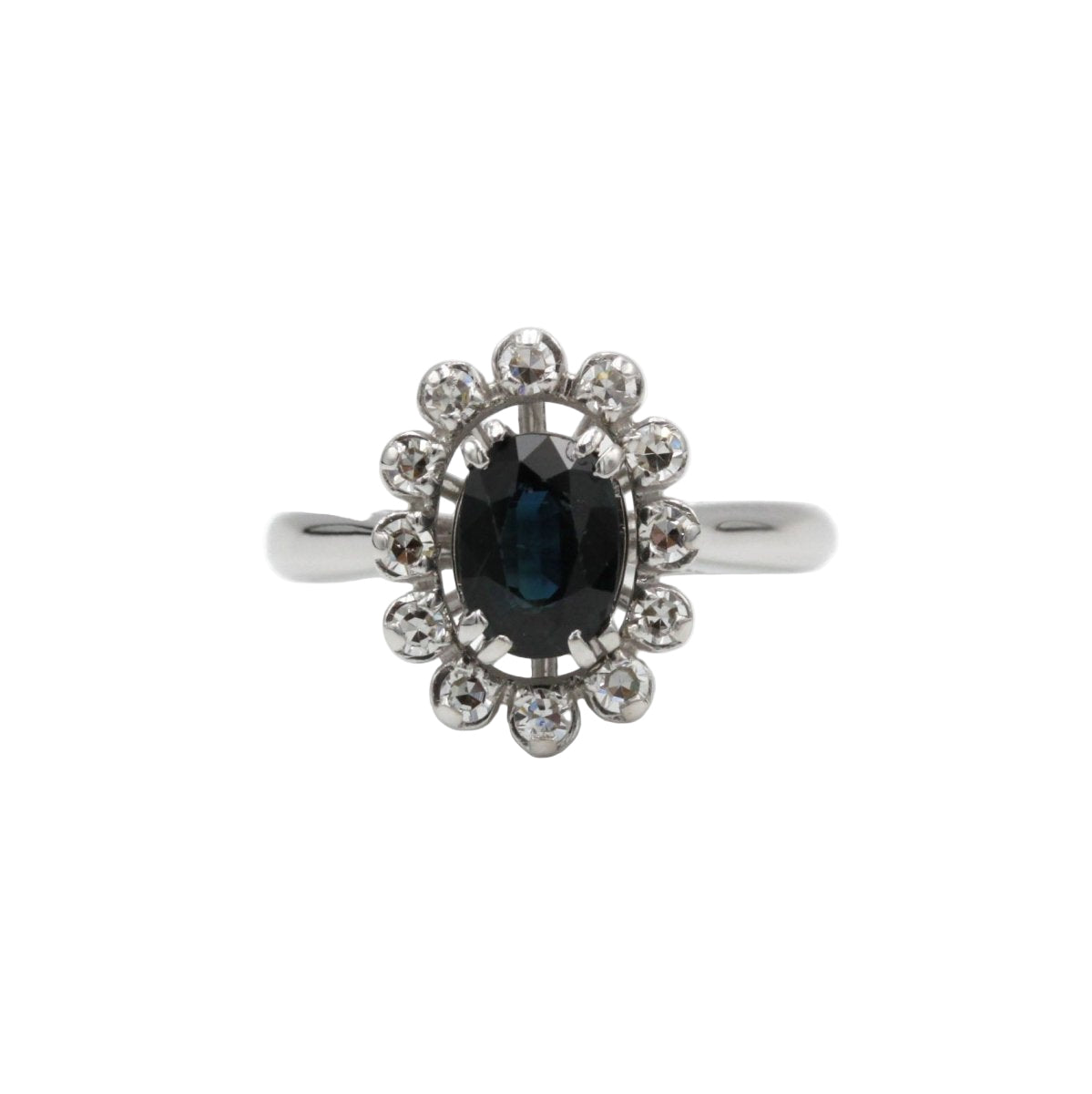 Bague marguerite en or blanc et saphir - Castafiore