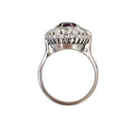 Bague Marguerite en or blanc, grenat et diamants - Castafiore
