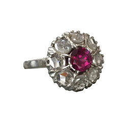 Bague Marguerite en or blanc, grenat et diamants - Castafiore