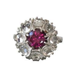 Bague Marguerite en or blanc, grenat et diamants - Castafiore