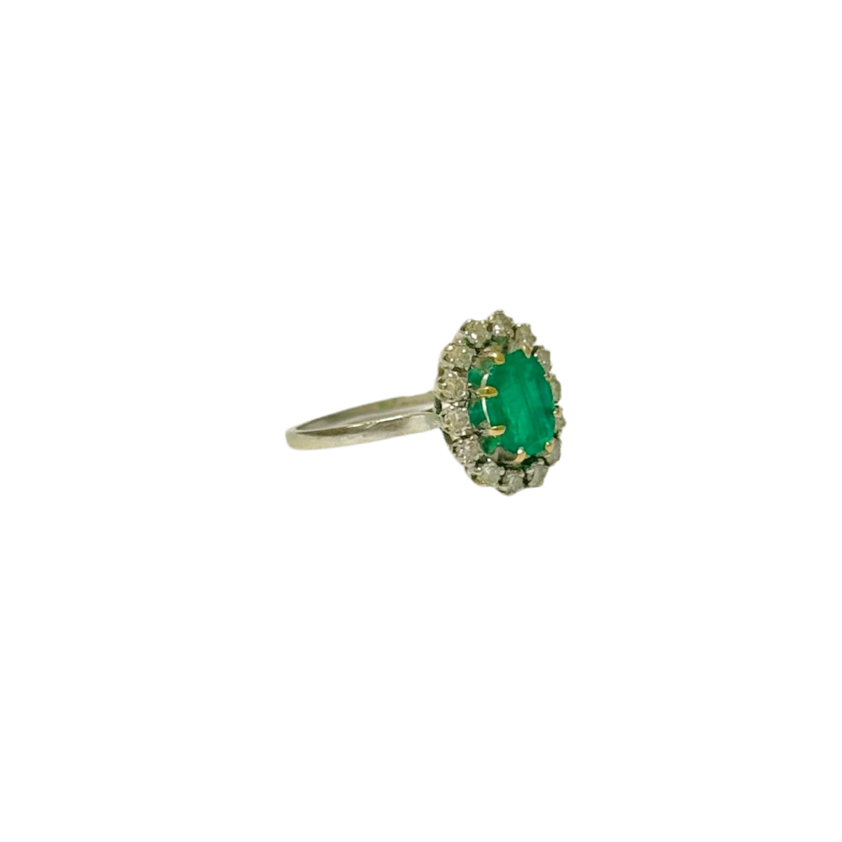 Bague Marguerite en or blanc, or jaune, émeraude et diamants - Castafiore