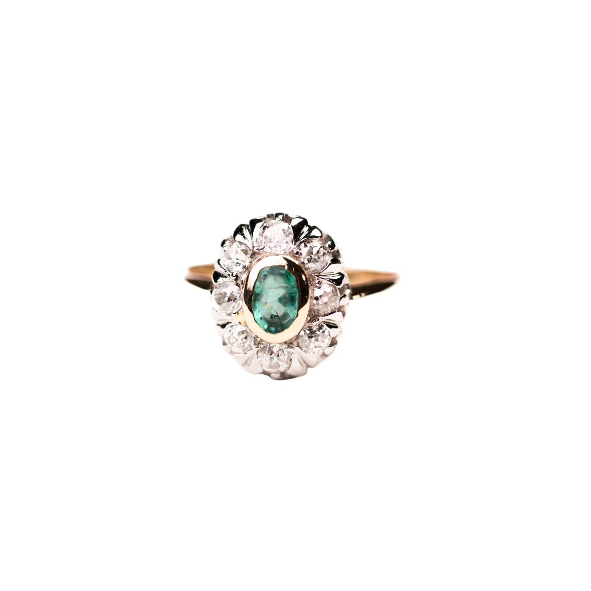 Bague Marguerite en or blanc, or jaune, émeraude et diamants - Castafiore