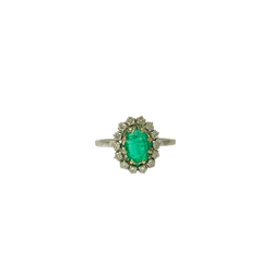 Bague Marguerite en or blanc, or jaune, émeraude et diamants - Castafiore
