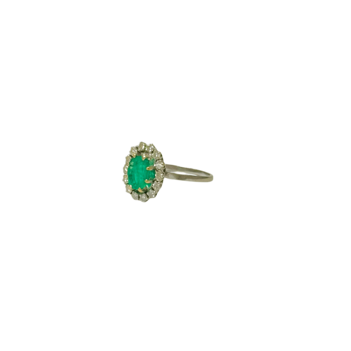 Bague Marguerite en or blanc, or jaune, émeraude et diamants - Castafiore