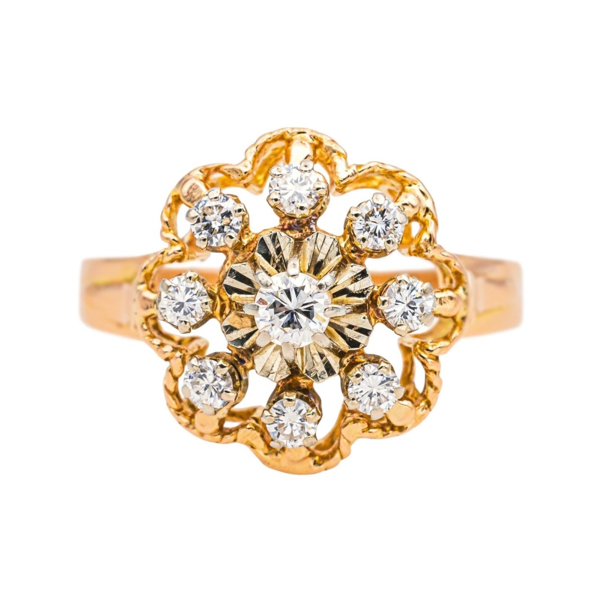 Bague Marguerite en or blanc, or rose et diamants - Castafiore