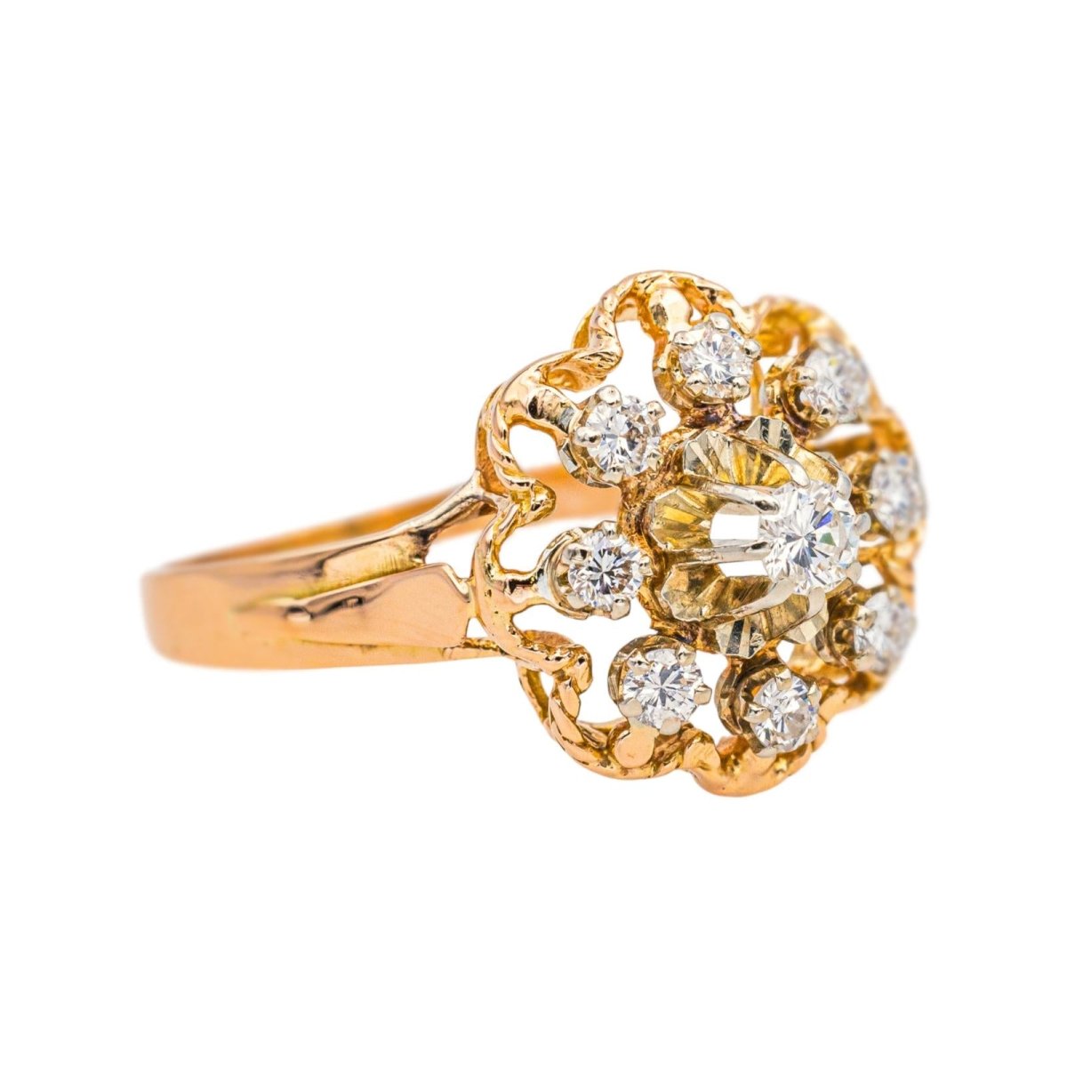 Bague Marguerite en or blanc, or rose et diamants - Castafiore