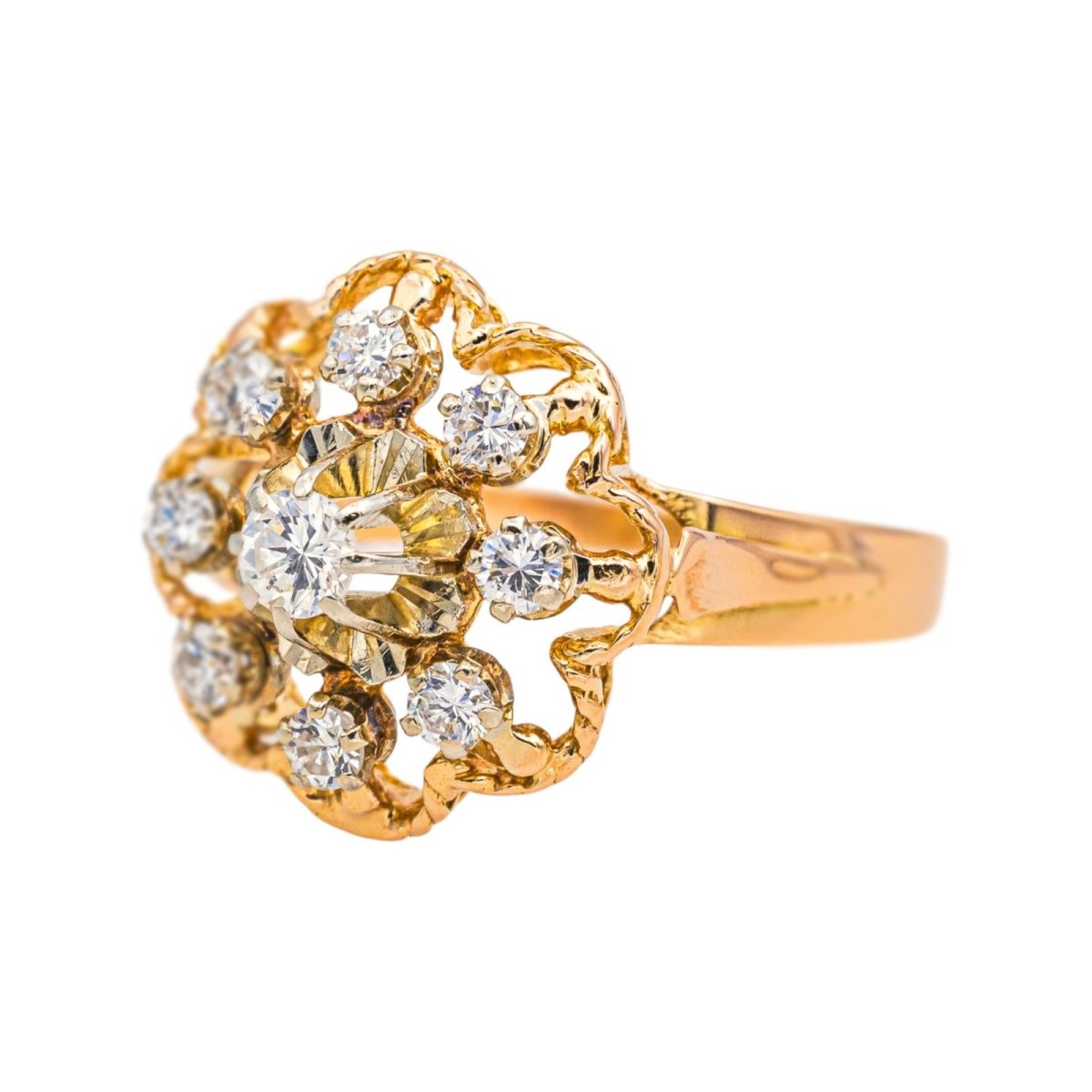Bague Marguerite en or blanc, or rose et diamants - Castafiore