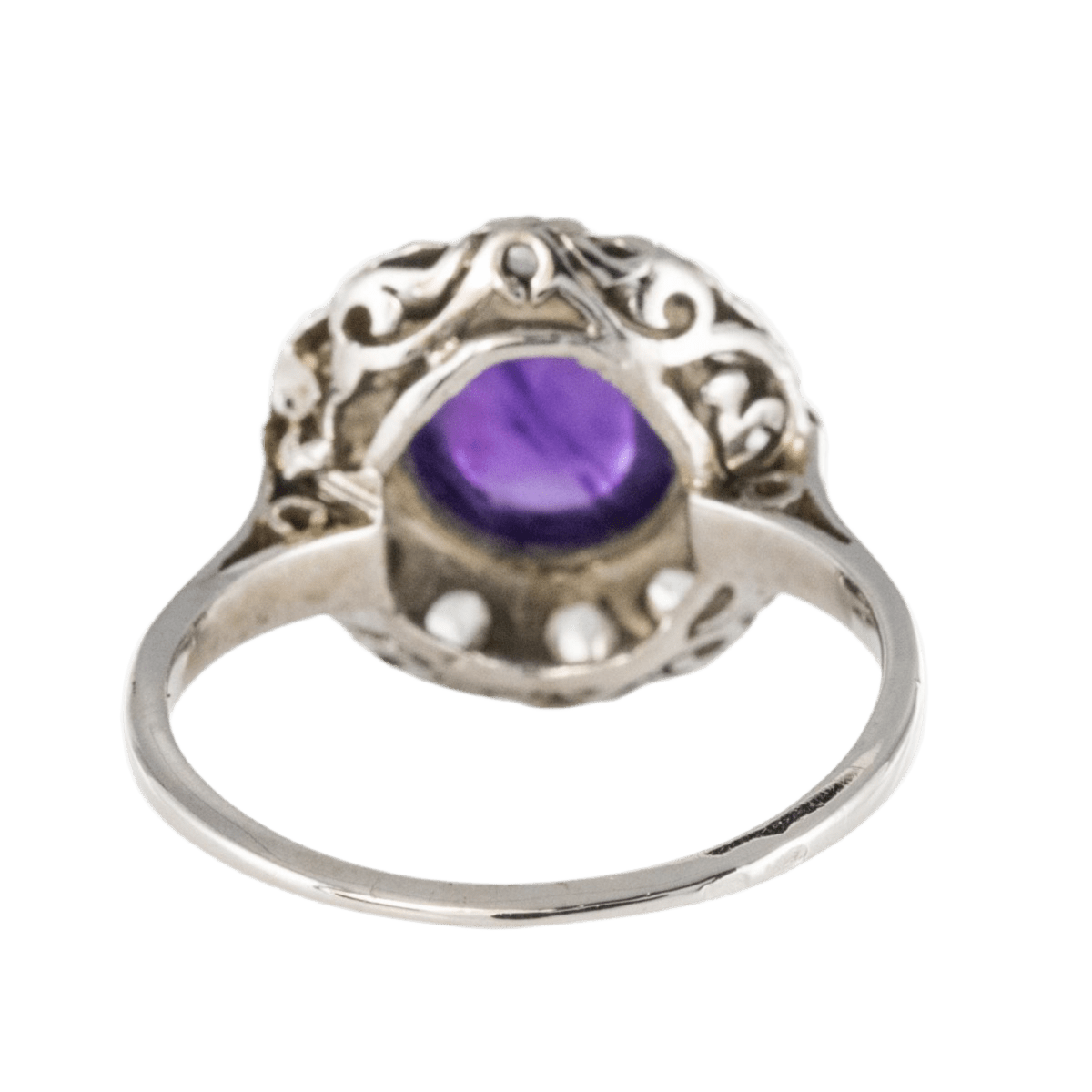 Bague Marguerite en or blanc, platine, améthyste et diamants - Castafiore