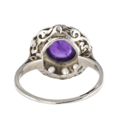 Bague Marguerite en or blanc, platine, améthyste et diamants - Castafiore