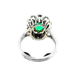 Bague Marguerite en or blanc, platine, émeraude et diamants - Castafiore