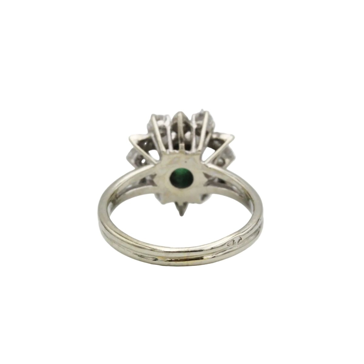 Bague Marguerite en or blanc, platine, émeraude et diamants - Castafiore