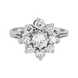 Bague Marguerite en or blanc, platine et diamants - Castafiore
