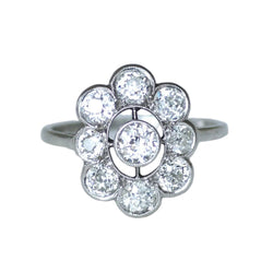 Bague Marguerite en or blanc, platine et diamants - Castafiore