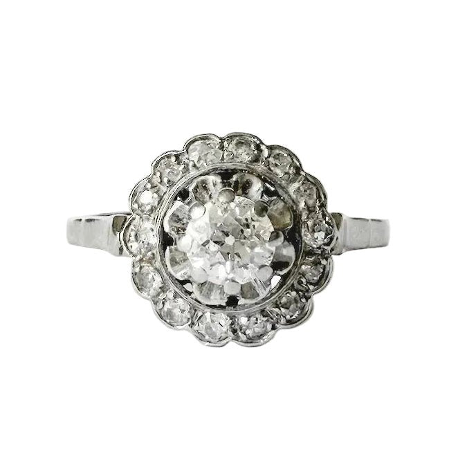 Bague Marguerite en or blanc, platine et diamants - Castafiore