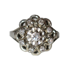 Bague Marguerite en or blanc, platine et diamants - Castafiore
