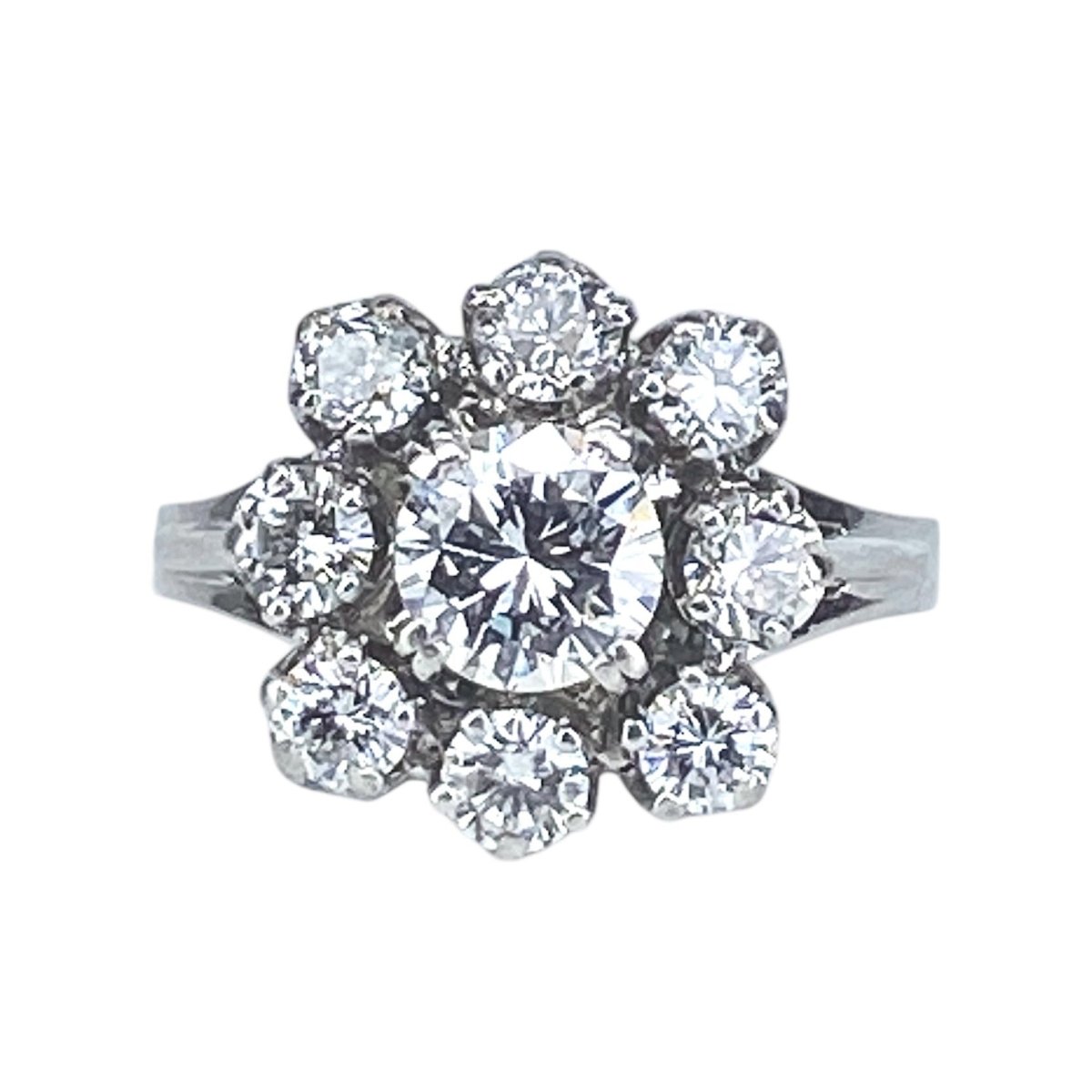 Bague Marguerite en or blanc, platine et diamants - Castafiore