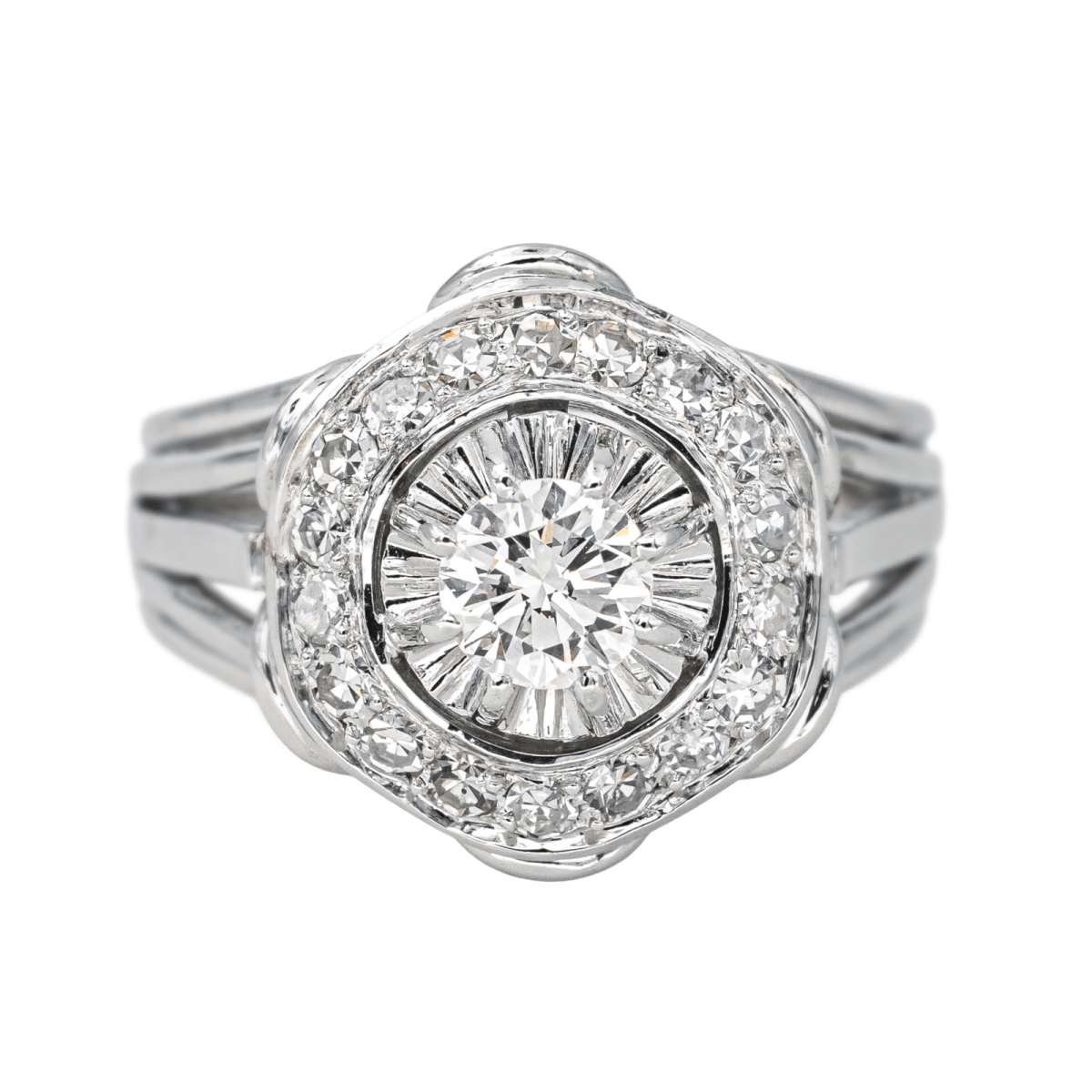 Bague Marguerite en or blanc, platine et diamants - Castafiore