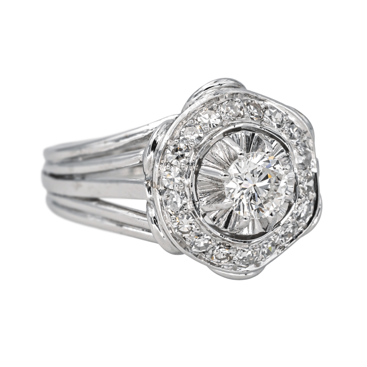 Bague Marguerite en or blanc, platine et diamants - Castafiore