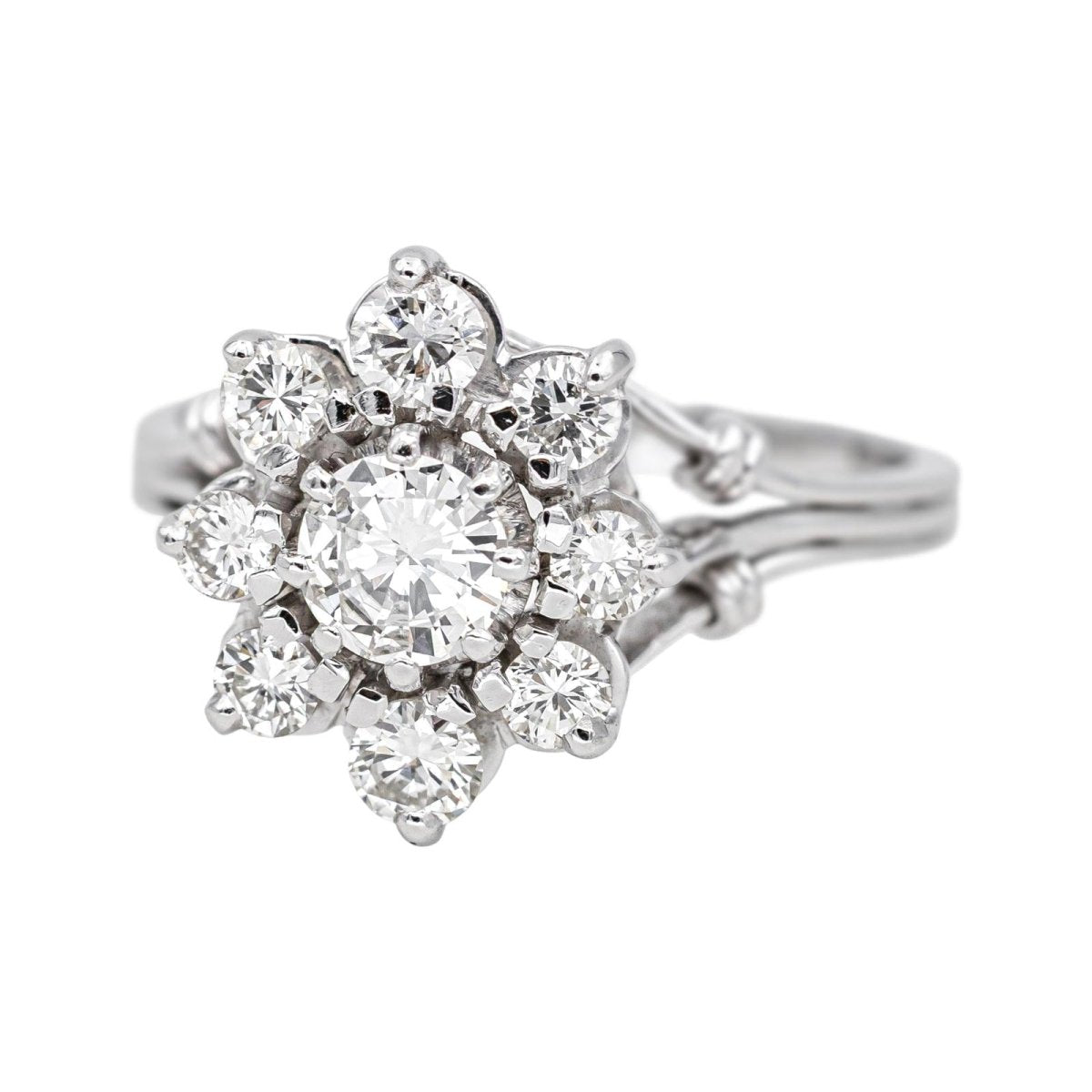 Bague Marguerite en or blanc, platine et diamants - Castafiore