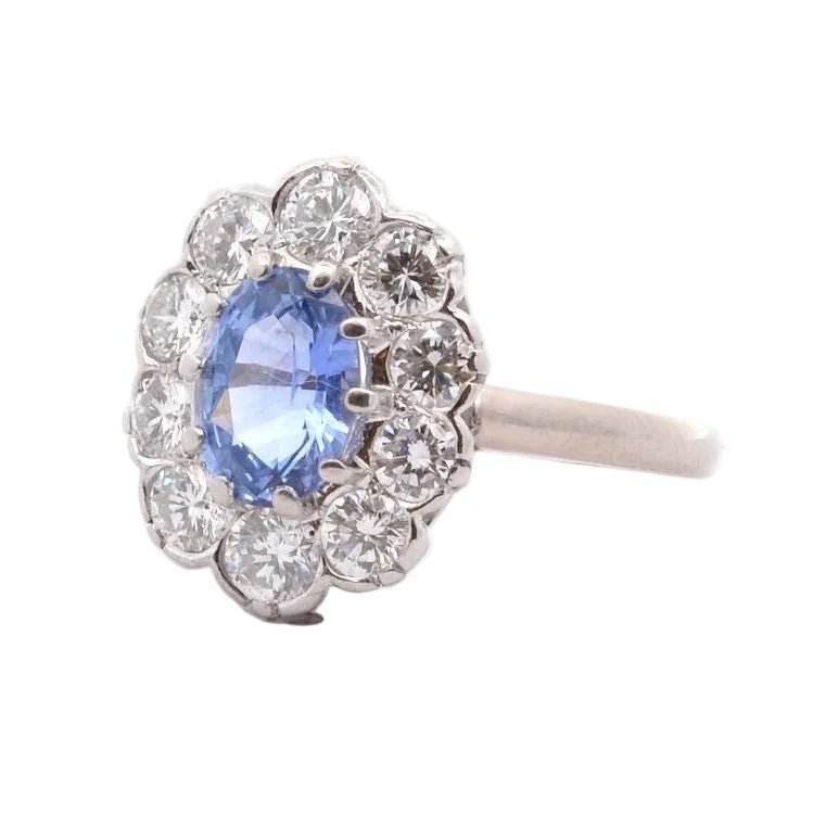 Bague Marguerite en or blanc, platine, saphir et diamants - Castafiore