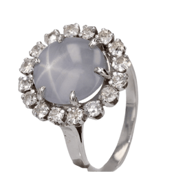 Bague Marguerite en or blanc, platine, saphir et diamants - Castafiore