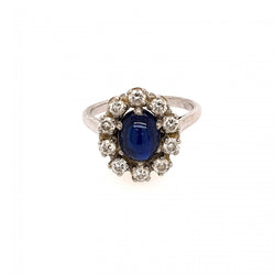 Bague Marguerite en or blanc, platine, saphir et diamants - Castafiore