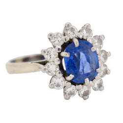 Bague Marguerite en or blanc, platine, saphir et diamants - Castafiore